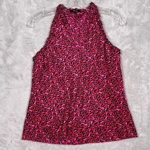 Express Pink Leopard Ruffle Halter Top S – Y2K Coquette‎ Clubcore Tank